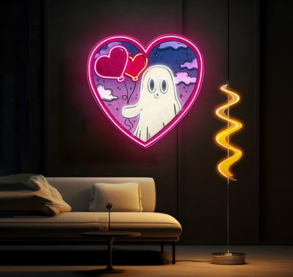 Ghostly Love Bubbles: A Valentine Glow Best Gift For Valentine Neon Sight Light Artwork