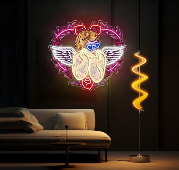 Wings of Love: See It Through Cupid’s Glasses Best Gift For Valentine Neon Sight Light Artwork